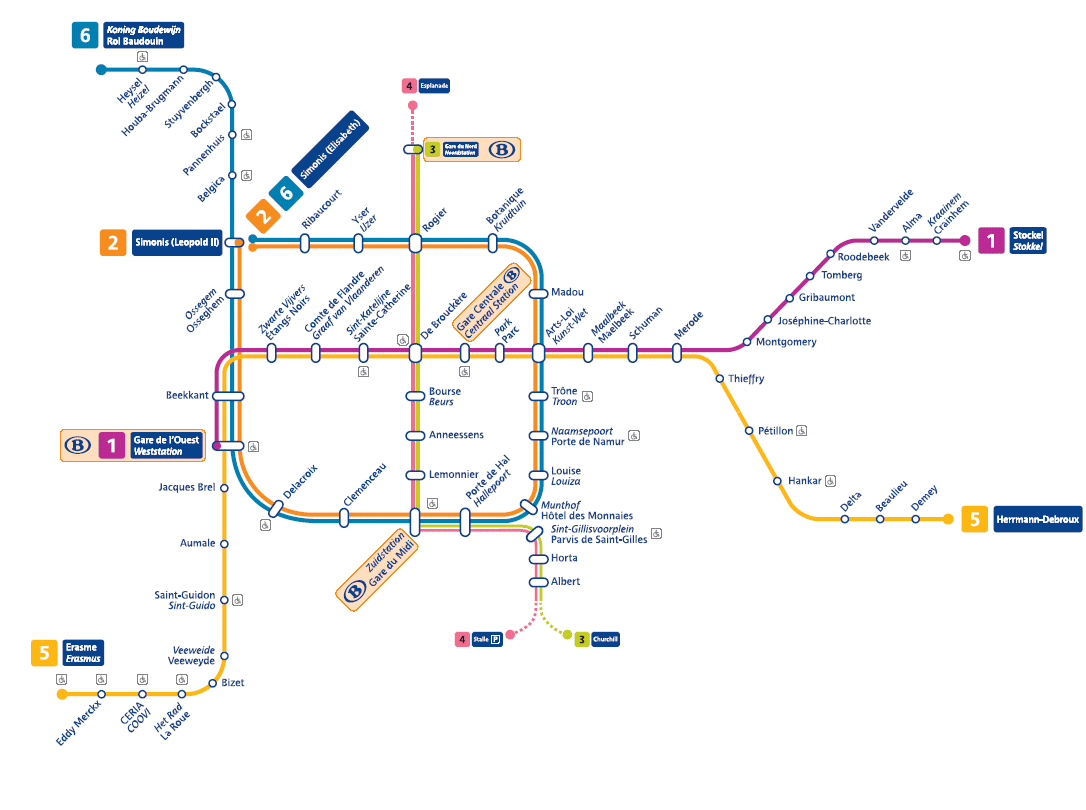 A brüsszeli metró térképe