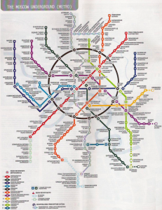 Plan du métro de Moscou en alphabet latin et cyrillique