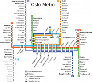 Plan du métro d'Oslo