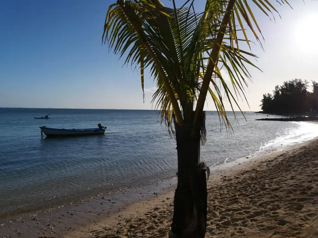 Petite barque près de la plage du Heritage Le Telfair