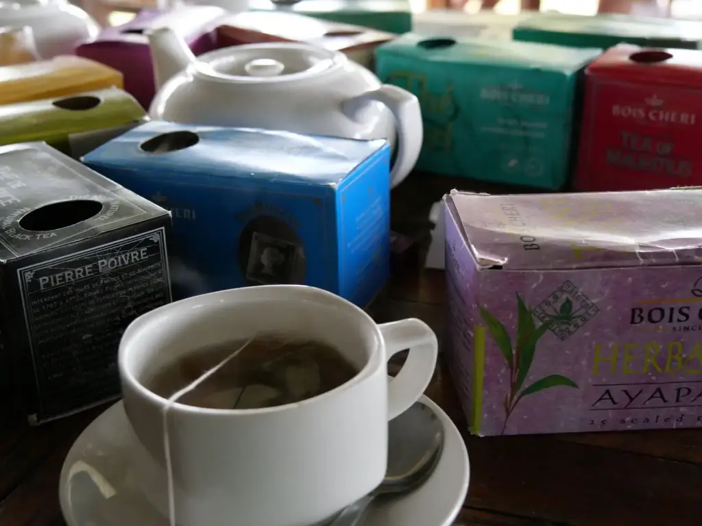 Tasse de thé pendant la dégustation à Bois Chéri