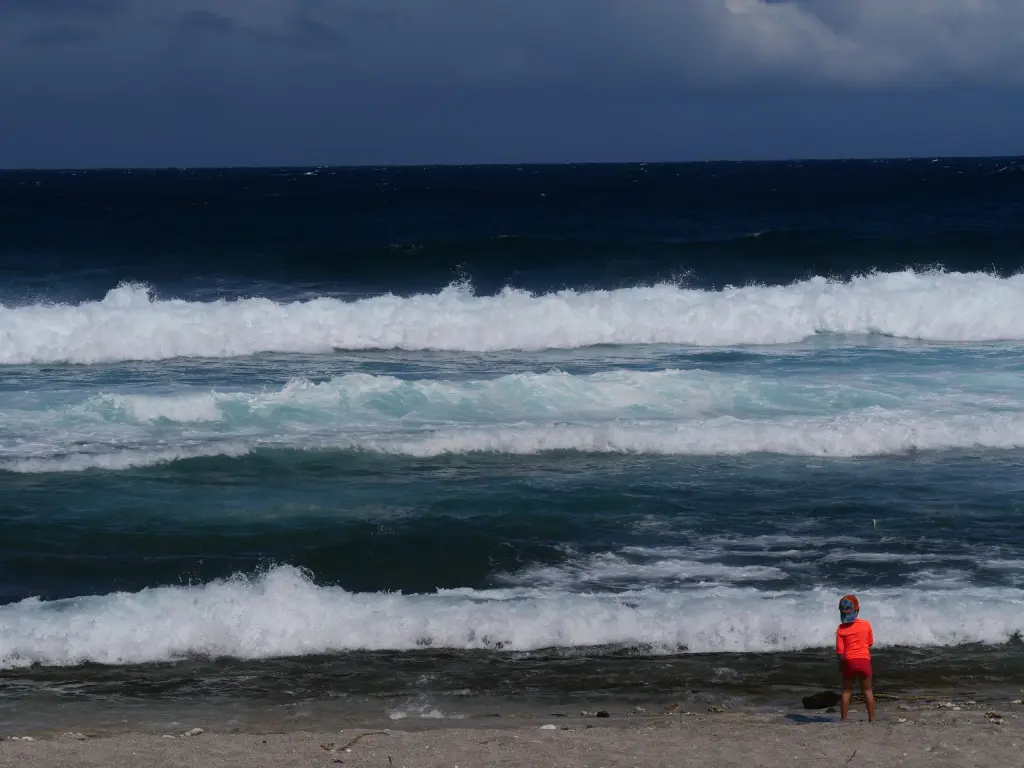 Fortes vagues sur la plage de Grand Anse à La Réunion